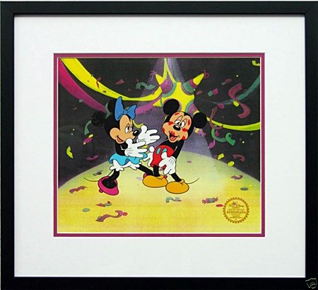Disney Framed Mickey Mouse Animation Cel SUPRISE PARTY: Framed Disney Animation Limited Edition Sericel with the Seal of Authenticity from Walt Disney Company. This piece is framed and matted and in mint condition. The animated film "Donald's Golf Game," w
