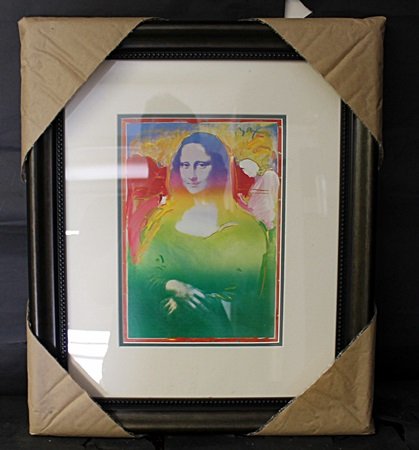 "MONA LISA II" by PETER MAX: Framed, Lithograph, Signed by the artist, Approximately 19 x 16 In.