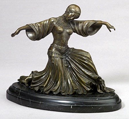 Art deco girl dancing (26426): Bronze Sculpture, Dimensions : 12.00H 14.00W 8.50D