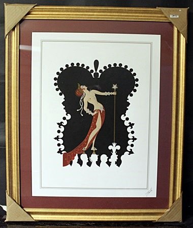 Pencil Signed Serigraph By Erte (379KO): Framed, Serigraph, Pencil Signed by the artist, Approximately 29 x 24 In.