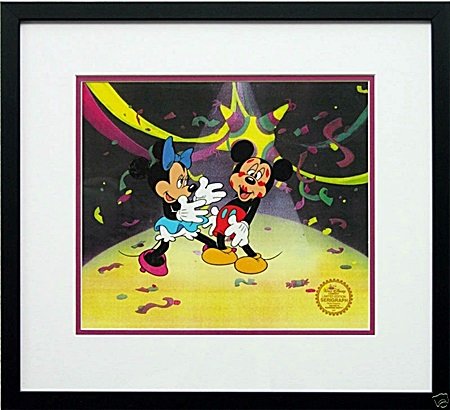 Disney Framed Mickey Mouse Animation Cel SUPRISE PARTY: Framed Disney Animation Limited Edition Sericel with the Seal of Authenticity from Walt Disney Company. This piece is framed and matted and in mint condition. The animated film "Donald's Golf Game," w