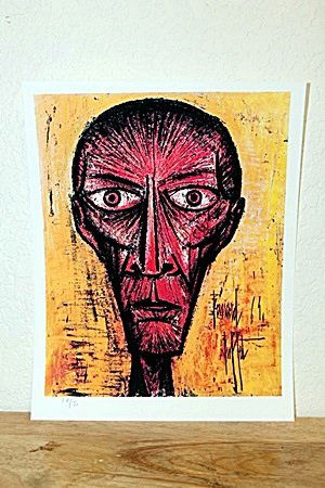 "Red Man" By Bernard Buffet.(CC): Amazing Lithograph By Bernard Buffet. The French painter and graphic artist Bernard Buffet was born in Paris on July 10, 1929. The numerous self-portraits play an important role in his oeuvre. Besides