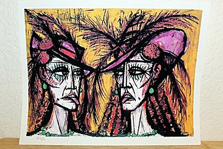 "Twins" By Bernard Buffet. (CC): Amazing Lithograph By Bernard Buffet. The French painter and graphic artist Bernard Buffet was born in Paris on July 10, 1929. The numerous self-portraits play an important role in his oeuvre. Besides