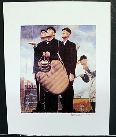 "Bottom of the Sixth" By Norman Rockwell: Lithograph, Signed by the artist, Approximately 14 x 11 In.