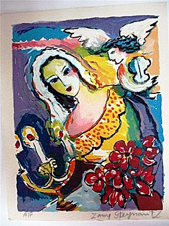 Zamy Steynovitz "Angel Watching" Hand Signed/Numbered: Zamy Steynovitz "Angel Watching" Hand Signed/Numbered Serigraph ARTIST: Zamy Steynovitz TITLE: Angel Watching SIZE: 5X7 MEDIUM: Serigraph EDITION: 300 The number shown may not be the number shipped. H