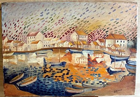 Original, Oil on Canvas By Georges Braque: By George Braque; Oil on Canvas, signed by the artist, Publisher stamp on back, Approximately 18 x 26 In.
