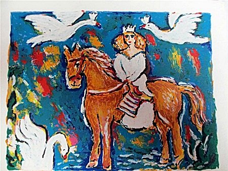 Zamy Steynovitz "Goose Queen" Hand Signed/Numbered: Zamy Steynovitz "Goose Queen" Hand Signed/Numbered Serigraph ARTIST: Zamy Steynovitz TITLE: Goose Queen SIZE: 5X7 MEDIUM: Serigraph EDITION: 300 The number shown may not be the number shipped. HAND SI