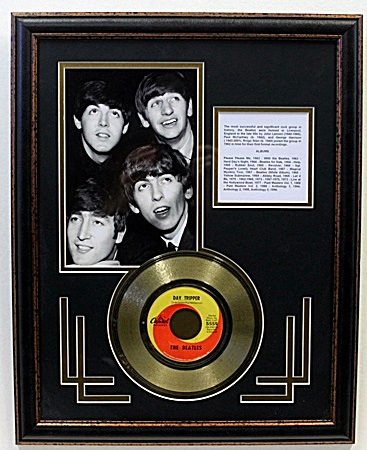 "Day Tripper Record" Beatles Record Gold Plated: Beatles Record Gold Plated. Approx 16x20 in. Custom Framed Memorabilia!!