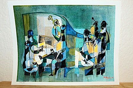 "The Players" By Mouly. (CC): Unique Lithgraph By Marcel Mouly. Marcel Mouly, born in Paris in 1918, is heavily influenced by the work of Picasso, Matisse, and Braque. He studied painting at the French Academies and later became t