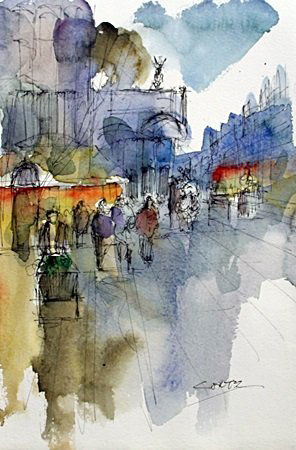 Water Color Drawing By Edouard Cortes.: Water Color Drawing By Edouard Cortes. size approx. 11 x 8 in.