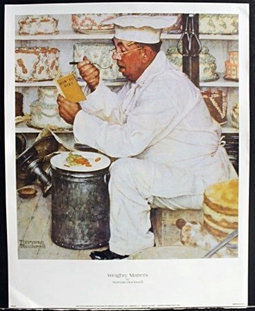 "Weighty Matters" By Norman Rockwell: Lithograph, Signed by the artist, Approximately 15 x 12 In.