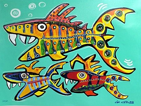 "Piranhas" Bhy Lisa R. Grubb: Limited Edition, Giclee on Canvas, Signed by the artist, approximately 22" x 28" In.