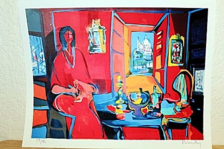 "Waiting" By Mouly (CC): Unique Lithgraph By Marcel Mouly. Marcel Mouly, born in Paris in 1918, is heavily influenced by the work of Picasso, Matisse, and Braque. He studied painting at the French Academies and later became t