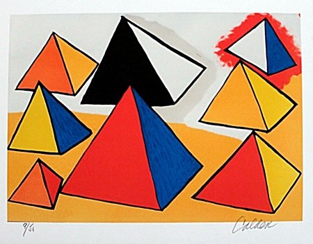 Lithograph "Pyramids" By Alexander Calder.: Lithograph "Pyramids" By Alexander Calder. Signed by Artist, size approx. 8 1/2 x 11 in.