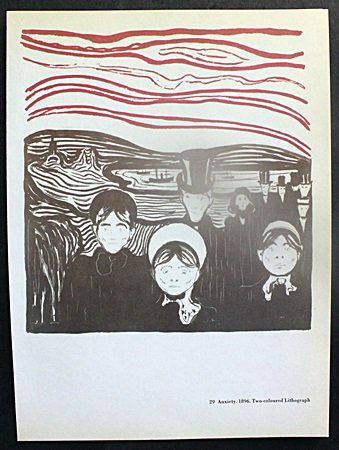 "Anxiety - 1896" & "Evening - 1897" By Edvard Munch: Double Sided, Lithograph/Coloured Lithograph Out of the Book, Approximately 10 1/2" x 7 3/4" In.