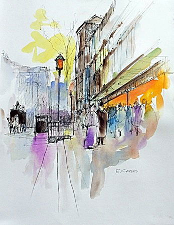 Water Color Drawing By Edouard Cortes.: Water Color Drawing By Edouard Cortes. size approx. 15 x 11 1/2 in.