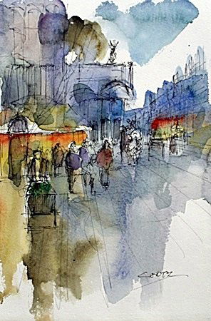 Water Color Drawing By Edouard Cortes.: Water Color Drawing By Edouard Cortes. size approx. 11 x 8 in.