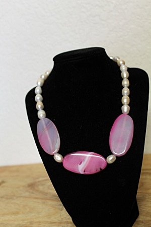 Pink Tourmaline/ White Baroque Pearl Necklace: Pink Tourmaline/ White Baroque Pearl Necklace All Natural 1625cts. 18" 6mm pearls approx.