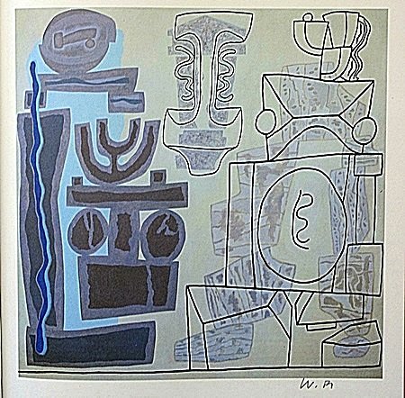 Lithograph by artist William Brice (69WB): Lithograph in the manner of William Brice bearing the signature, titled "Untitled" comes with certificate of authenticity, framing available at an additional charge.