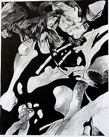 Lithograph by artist William Brice (3WB): Lithograph in the manner of William Brice, titled "Nocturnal Fragments" comes with certificate of authenticity, framing available at an additional charge.