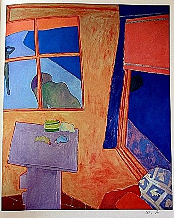 Lithograph by artist William Brice (13WB): Lithograph in the manner of William Brice bearing the signature, titled "Interior II" comes with certificate of authenticity, framing available at an additional charge.