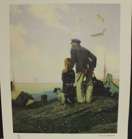 "Outward Bound" By Norman Rockwell: Lithograph, Signed by the artist, With Certificate of Authenticity Booklet Attached to back, Approximately 30 x 24 In.