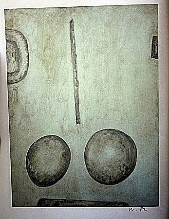 Lithograph by artist William Brice (67WB): Lithograph in the manner of William Brice bearing the signature, titled "Untitled" comes with certificate of authenticity, framing available at an additional charge.