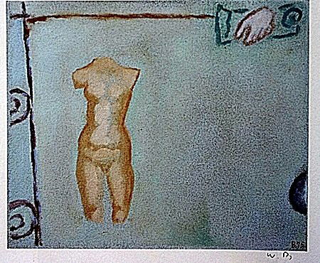 Lithograph by artist William Brice (18WB): Lithograph in the manner of William Brice bearing the signature, titled "Untitled" comes with certificate of authenticity, framing available at an additional charge.