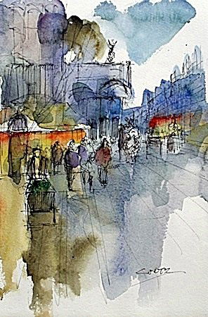 Water Color Drawing By Edouard Cortes.: Water Color Drawing By Edouard Cortes. size approx. 11 x 8 in.