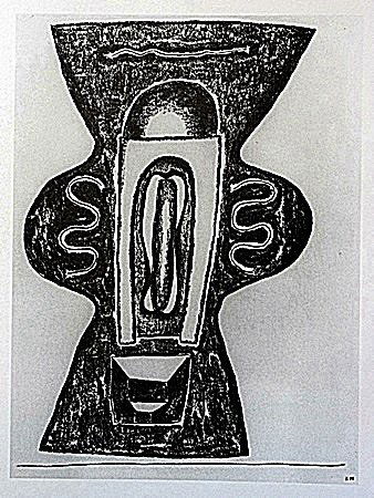 Lithograph by artist William Brice (45WB): Lithograph in the manner of William Brice bearing the signature, titled "Untitled" comes with certificate of authenticity, framing available at an additional charge.