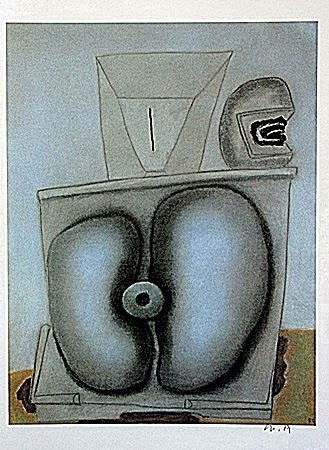 Lithograph by artist William Brice (47WB): Lithograph in the manner of William Brice bearing the signature, titled "Untitled" comes with certificate of authenticity, framing available at an additional charge.