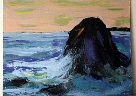 "Clashing Tide" by Michael Schofield: Original Acrylic Paint on Wood, Approximately 10 x 12 In.