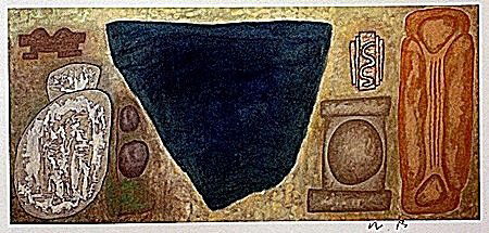 Lithograph by artist William Brice (50WB): Lithograph in the manner of William Brice bearing the signature, titled "Untitled" comes with certificate of authenticity, framing available at an additional charge.