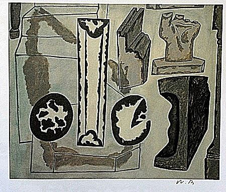 Lithograph by artist William Brice (52WB): Lithograph in the manner of William Brice bearing the signature, titled "Untitled" comes with certificate of authenticity, framing available at an additional charge.