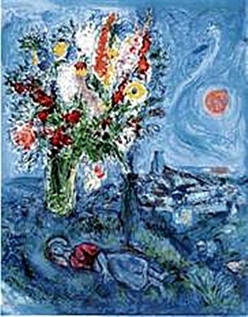 La Dormeuse Aux Fleurs Lithograph-By Marc Chagall (CQ): By Marc Chagall; Lithograph Russian born, Marc Chagall, was a French painter, draughtsman, printmaker, designer, sculptor, ceramicist and writer. A prolific artist, Chagall distinguished himself as an