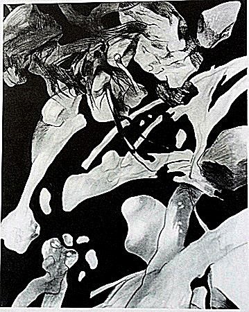 Lithograph by artist William Brice (3WB): Lithograph in the manner of William Brice, titled "Nocturnal Fragments" comes with certificate of authenticity, framing available at an additional charge.