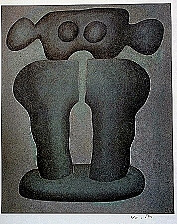 Lithograph by artist William Brice (26WB): Lithograph in the manner of William Brice bearing the signature, titled "Untitled" comes with certificate of authenticity, framing available at an additional charge.