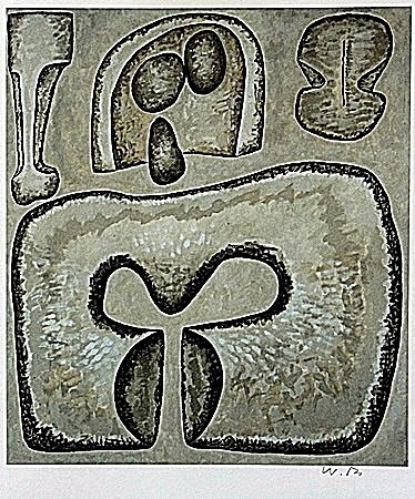 Lithograph by artist William Brice (56WB): Lithograph in the manner of William Brice bearing the signature, titled "Untitled" comes with certificate of authenticity, framing available at an additional charge.