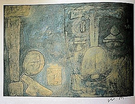 Lithograph by artist William Brice (63WB): Lithograph in the manner of William Brice bearing the signature, titled "Untitled" comes with certificate of authenticity, framing available at an additional charge.