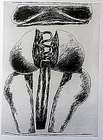 Lithograph by artist William Brice (43WB): Lithograph in the manner of William Brice bearing the signature, titled "Untitled" comes with certificate of authenticity, framing available at an additional charge.