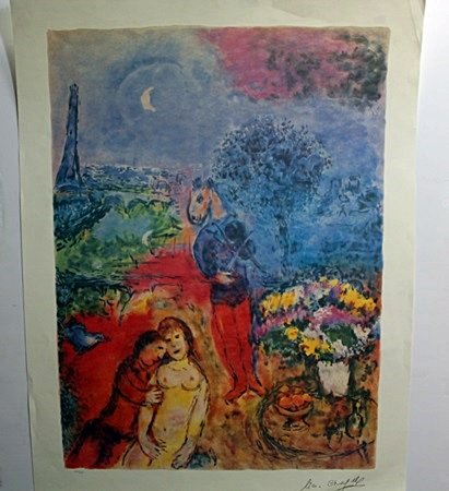 Original Lithograph by Marc Chagall: Original Lithograph, Signed by Marc Chagall, Approximately 34 x 24 In.