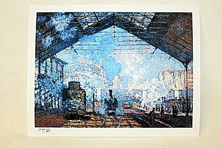 "The Gare Saint-Lizzare (1873)" By Artist Monet.(110AU): Limited Edition By Artist Monet. Claude Monet also known as Oscar-Claude Monet or Claude Oscar Monet (November 14, 1840 – December 5, 1926) was a founder of French impressionist painting, and the mo
