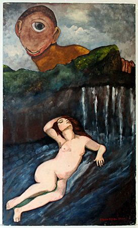 Oil on Wood by Odilon Redon: Oil Painting on Wood Board, Hand Signed by the artist, Dated 1900, Size Approx. 39" in. x 23" in.