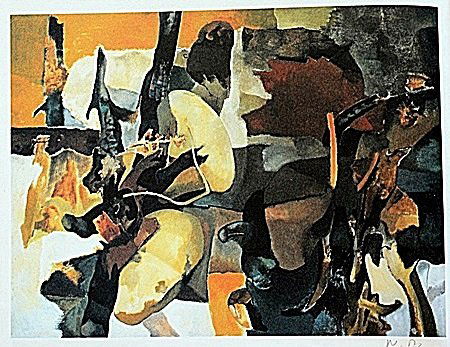 Offset Lithograph by artist William Brice (11WB): Offset Lithograph in the manner of William Brice bearing the signature, titled "Parched Land" comes with certificate of authenticity, framing available at an additional charge.