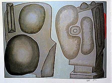 Offset Lithograph by artist William Brice (53WB): Offset Lithograph in the manner of William Brice bearing the signature, titled "Untitled" comes with certificate of authenticity, framing available at an additional charge.