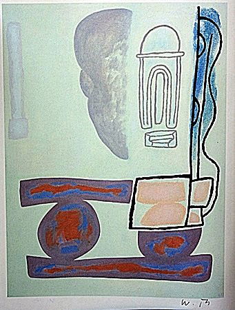 Offset Lithograph by artist William Brice (65WB): Offset Lithograph in the manner of William Brice bearing the signature, titled "Untitled" comes with certificate of authenticity, framing available at an additional charge.