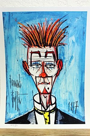 "Red On Blue" By Bernard Buffet. (CC): Amazing Lithograph By Bernard Buffet. The French painter and graphic artist Bernard Buffet was born in Paris on July 10, 1929. The numerous self-portraits play an important role in his oeuvre. Besides