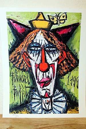 "Red Head Clown" By Bernard Buffet. (CC): Amazing Lithograph By Bernard Buffet. The French painter and graphic artist Bernard Buffet was born in Paris on July 10, 1929. The numerous self-portraits play an important role in his oeuvre. Besides