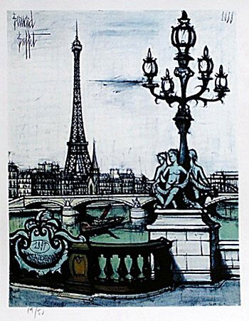 Lithograph By Bernard Buffet.: Lithograph By Bernard Buffet. Plate Signed, Limited Edition, size approx. 14 x11 in.