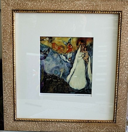 Framed Lithograph by Marc Chagall: Framed Lithograph by Marc Chagall, Out of thee book, Size Approx. 19 x 17 In.